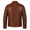 Men's Terracotta Vintage Rider Leather Jacket, Plain Macau Cut