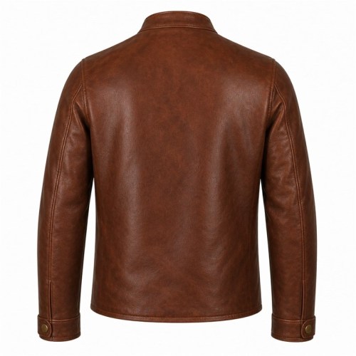 Men's Terracotta Vintage Rider Leather Jacket, Plain Macau Cut