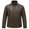 Men's Mist Charcoal Tea Rider Leather Jacket, Plain Hong Kong Cut