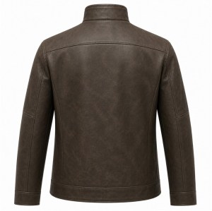 Men's Mist Charcoal Tea Rider Leather Jacket, Plain Hong Kong Cut