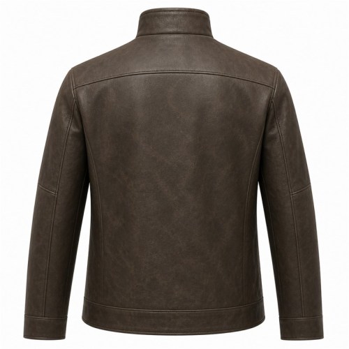 Men's Mist Charcoal Tea Rider Leather Jacket, Plain Hong Kong Cut