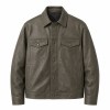 Men's Grey Olive Cityboy Relaxed Leather Jacket, Hong Kong Cut