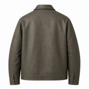 Men's Grey Olive Cityboy Relaxed Leather Jacket, Hong Kong Cut