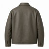 Men's Grey Olive Cityboy Relaxed Leather Jacket, Hong Kong Cut