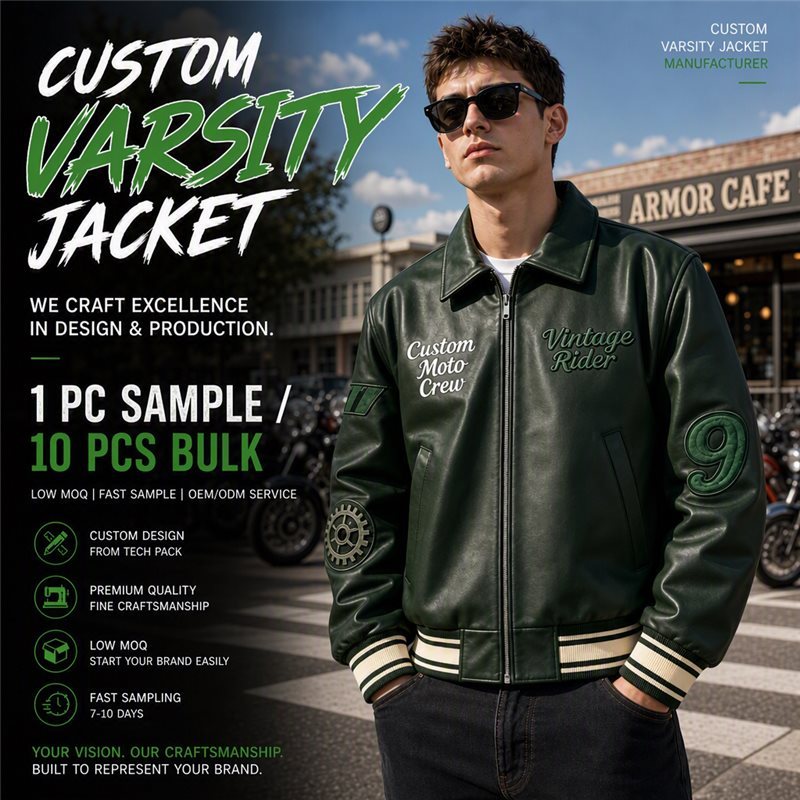 Custom Genuine Leather Varsity Jacket, 3D Embroidery, Custom Made to Order