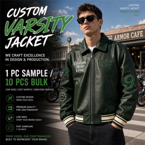 Custom Genuine Leather Varsity Jacket, 3D Embroidery, Custom Made to Order