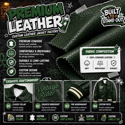 Custom Genuine Leather Varsity Jacket, 3D Embroidery, Custom Made to Order