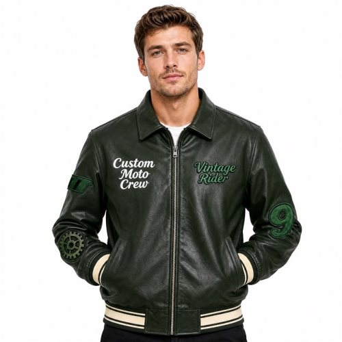 Custom Genuine Leather Varsity Jacket, 3D Embroidery, Custom Made to Order