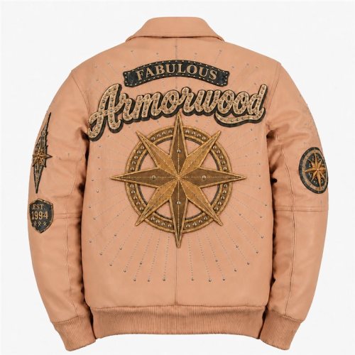 High Street Men Genuine Leather Jacket Custom, Rhinestone, Custom Made to Order
