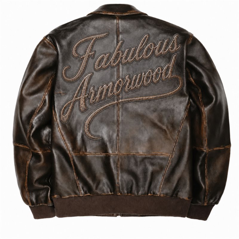 3D Embroidery Retro Leather Jacket