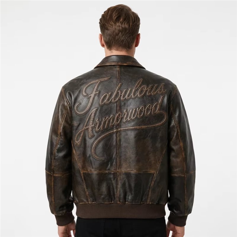 Distressed Lambskin Leather Jacket for Men