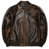 Embossed Lambskin Aviator Jacket for Men, Genuine Leather, 3D Embroidery