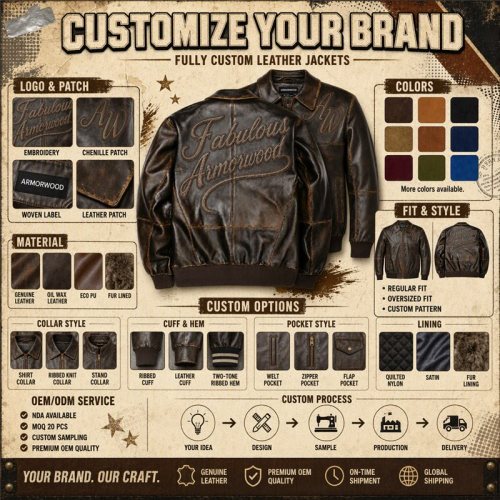Embossed Lambskin Aviator Jacket for Men, Genuine Leather, 3D Embroidery