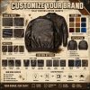 Embossed Lambskin Aviator Jacket for Men, Genuine Leather, 3D Embroidery