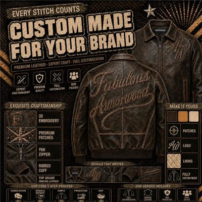 Embossed Lambskin Aviator Jacket for Men, Genuine Leather, 3D Embroidery