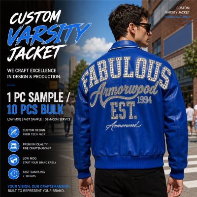 Streetwear Custom Bomber Leather Jacket, Rhinestone, Custom Made to Order