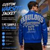 Streetwear Custom Bomber Leather Jacket, Rhinestone, Custom Made to Order