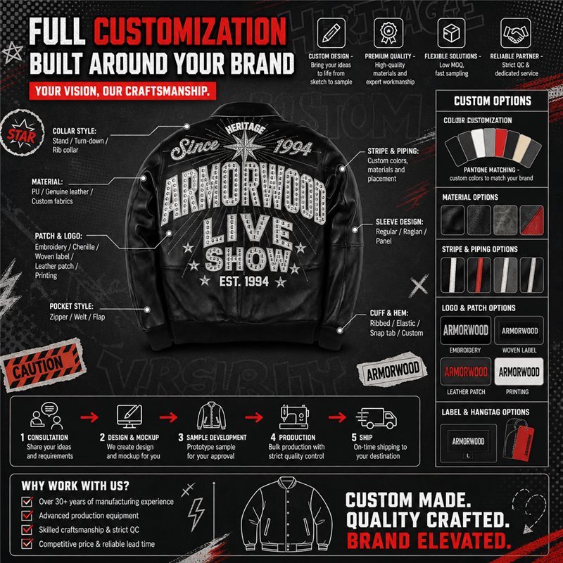 Custom Genuine Leather Varsity Jacket for Men