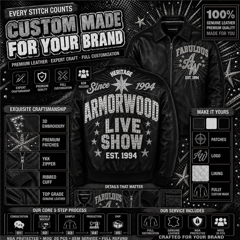 Custom Men Rhinestone Designer Leather Jacket
