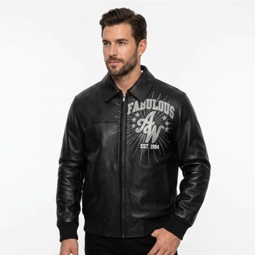 Luxury Rhinestone Leather Jacket for Men, Custom Made to Order