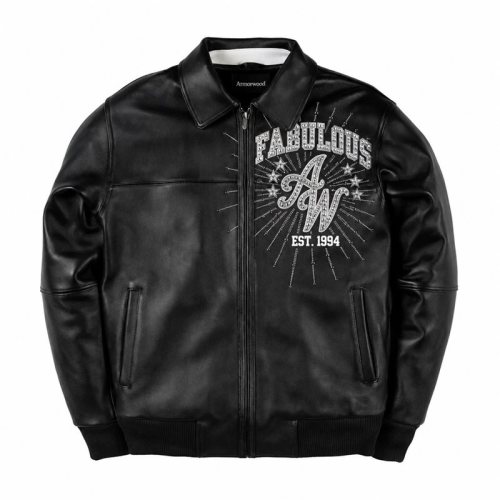 Luxury Rhinestone Leather Jacket for Men, Custom Made to Order