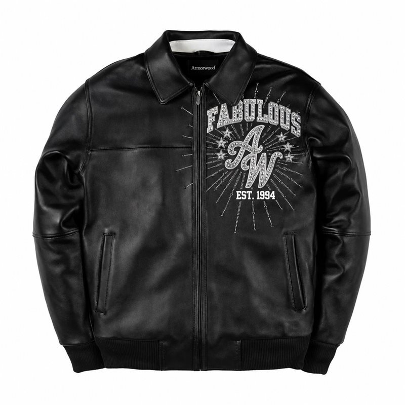 Luxury Rhinestone Leather Jacket for Men, Custom Made to Order