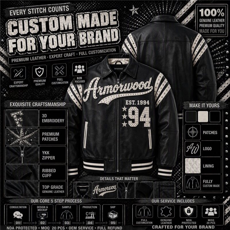 Custom Rhinestone Varsity Leather Jacket