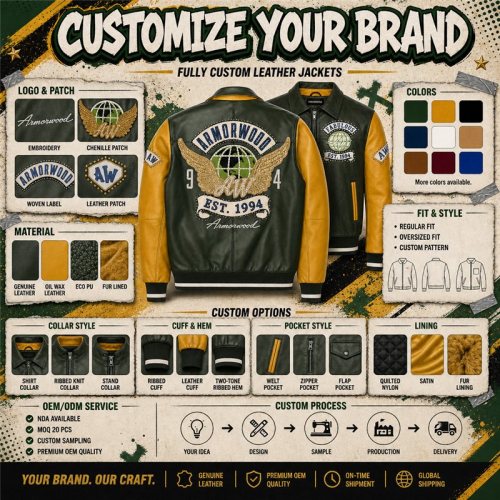 High Street Color Block Varsity Jacket, Genuine Leather for Men
