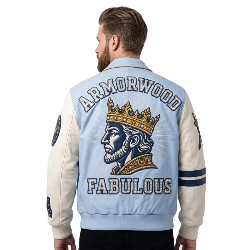 Color Blocking Men's Genuine Leather Jacket OEM