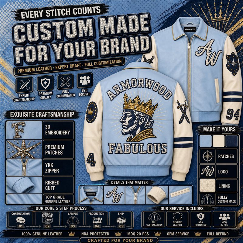 Custom Cowhide Varsity Leather Jacket