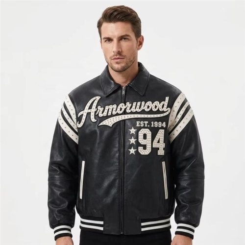 High Street Men's Lambskin Baseball Outerwear Jacket, Genuine Leather