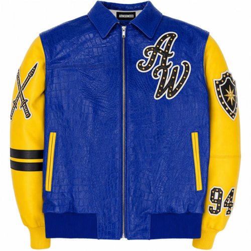 High Street Fall Winter Men's Jacket, Genuine Leather, Embossed