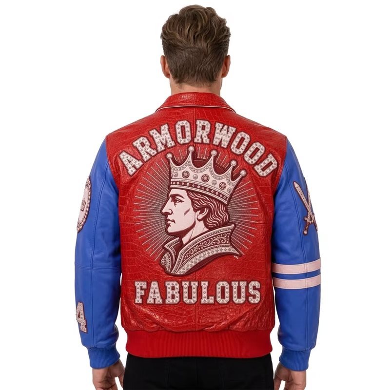 Designer Style Color Blocking Leather Jacket Men