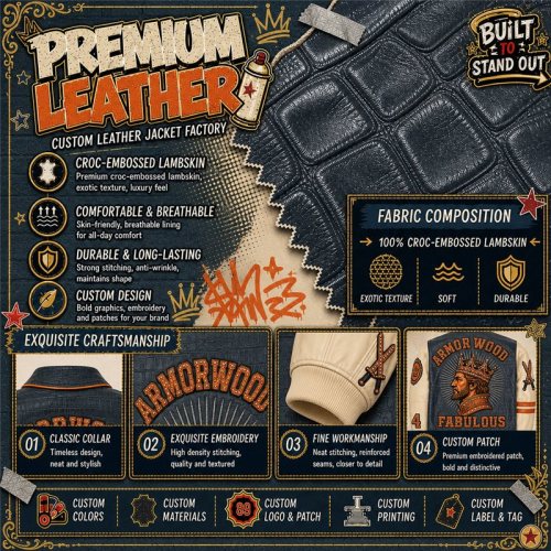 Streetwear Custom Men Trendy Fashion Jacket, Genuine Leather