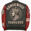 Two Tone Design Genuine Leather Jacket Custom for Men, Rhinestone