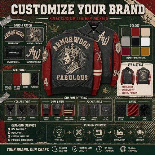 Two Tone Design Genuine Leather Jacket Custom for Men, Rhinestone