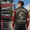 Two Tone Design Genuine Leather Jacket Custom for Men, Rhinestone