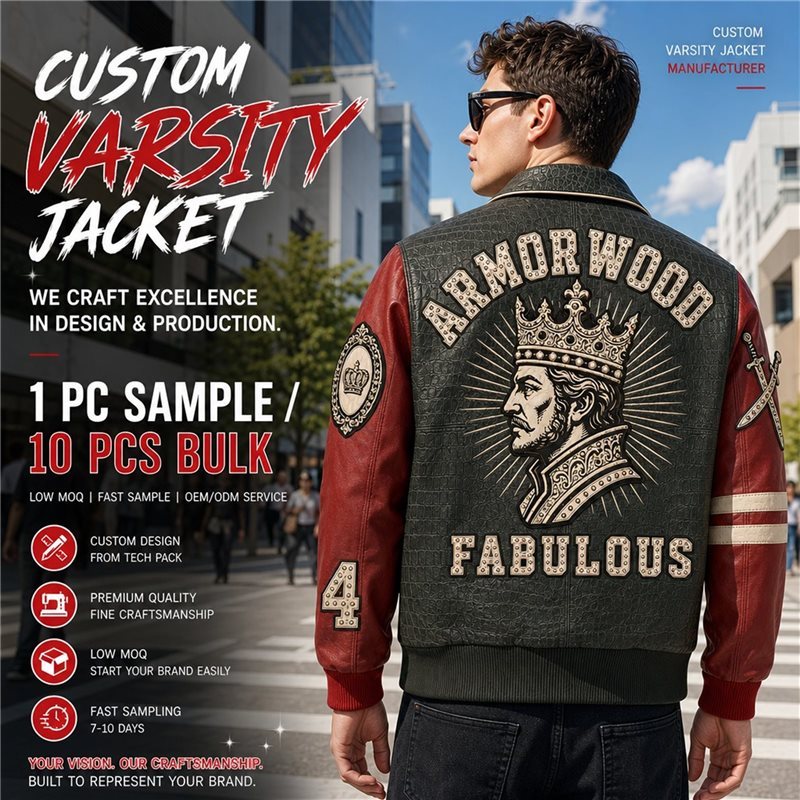 Two Tone Design Genuine Leather Jacket Custom for Men, Rhinestone