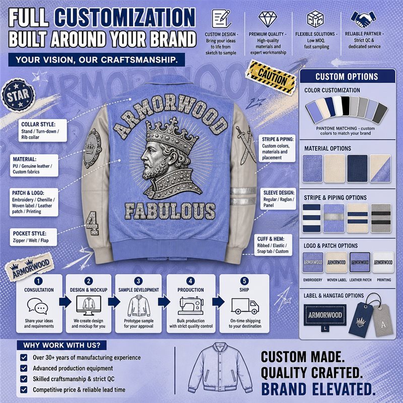 Full Custom Genuine Leather Varsity Outerwear for Men