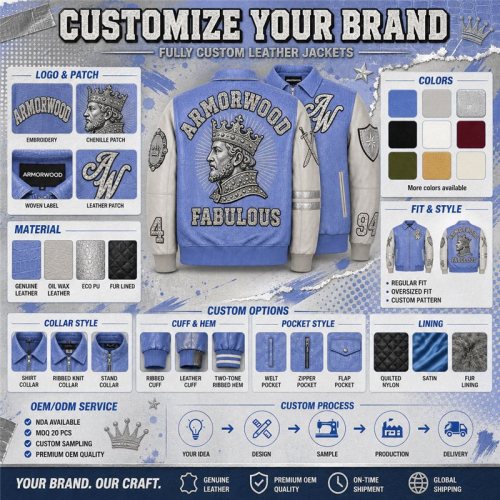 Croc Embossed Leather Applique Embroidery Varsity Jacket for Men