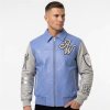 Croc Embossed Leather Applique Embroidery Varsity Jacket for Men