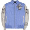 Croc Embossed Leather Applique Embroidery Varsity Jacket for Men