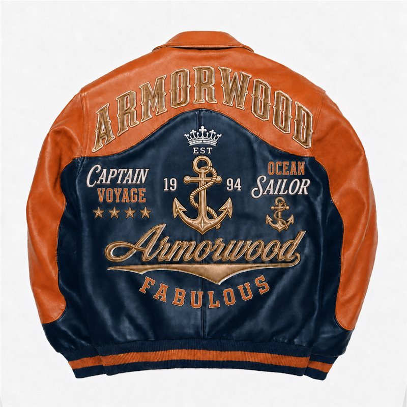 Color Block Leather Jacket OEM for Men
