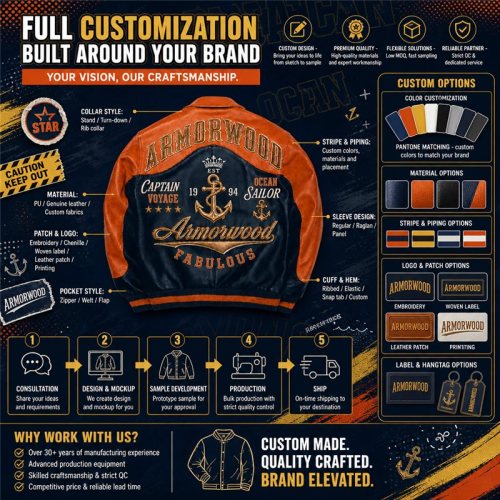 Custom Men's Fall Cowhide Leather Aviator Jacket, Applique, Custom Made to Order