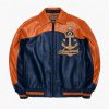 Custom Men's Fall Cowhide Leather Aviator Jacket, Applique, Custom Made to Order