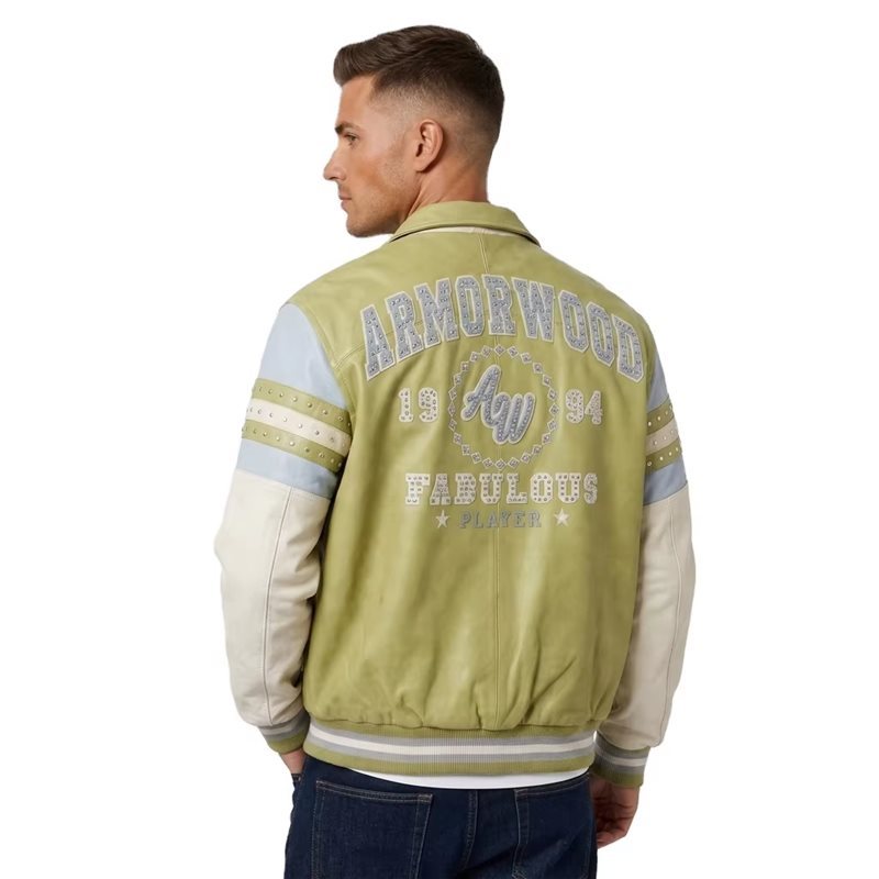 Custom Two Tone Genuine Leather Jacket for Men Wholesale