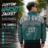 Men's Fall Lambskin Leather Bomber Jacket Custom, Rhinestone