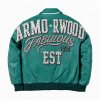 Men's Fall Lambskin Leather Bomber Jacket Custom, Rhinestone