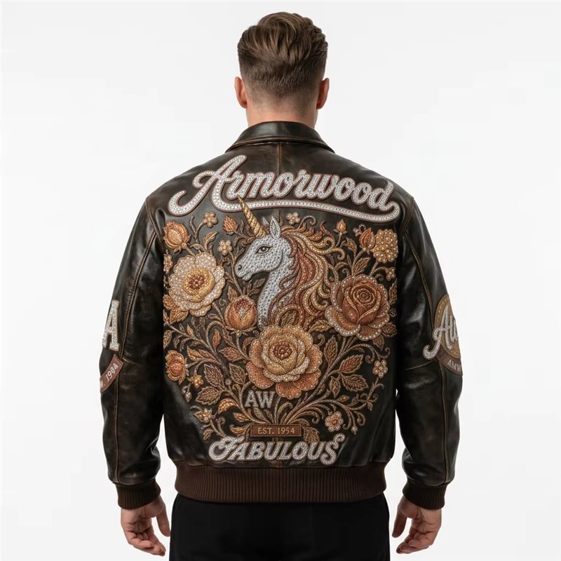 Luxury Rhinestone Leather Jacket for Men