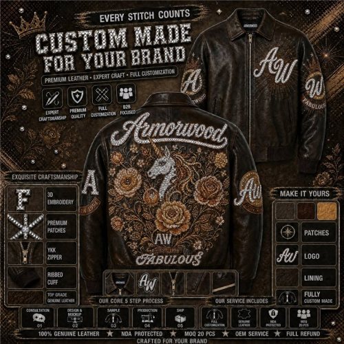 Men Trendy Fashion Fall High Street Leather Jacket Custom Made